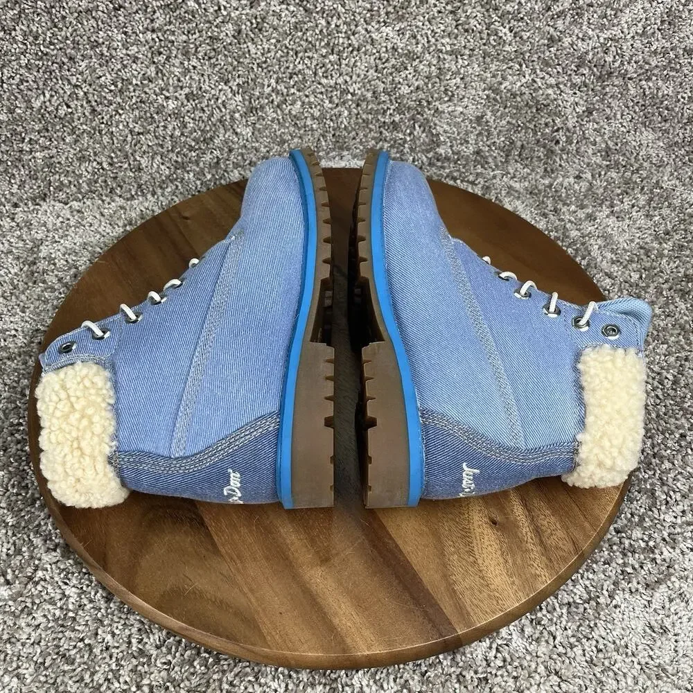Timberland x Just Don 6” Premium Boots Girls Size 7 Blue Denim Faux Sherpa A2859